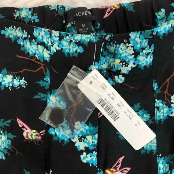J.Crew Sz 8 Silk straight-leg pant in botanical bees print NWT - Picture 6 of 12